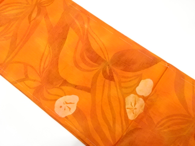 JAPANESE FUKURO OBI / TSUMUGI / WOVEN FLORAL PLANTS